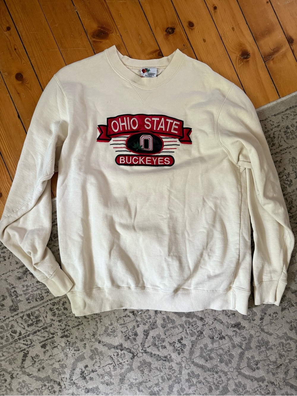 Vintage Ohio State Buckeyes Cream Crewneck Sweatshirt - Large